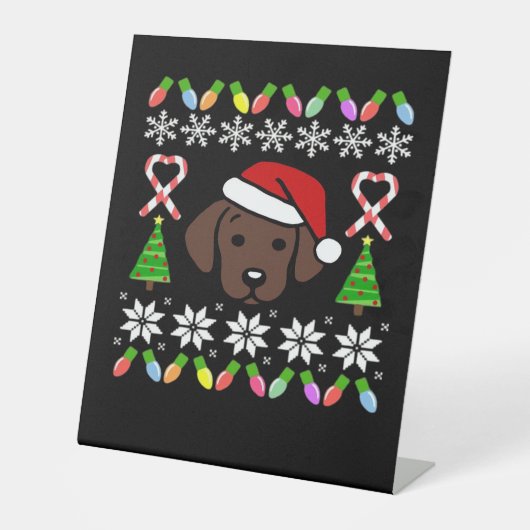 Chocolate Labrador Puppy Christmas Santa Oversized Sockelschild (Vorderseite)