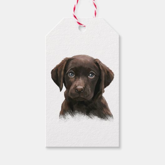 Chocolate Labrador Puppy Geschenkanhänger (Vorderseite)
