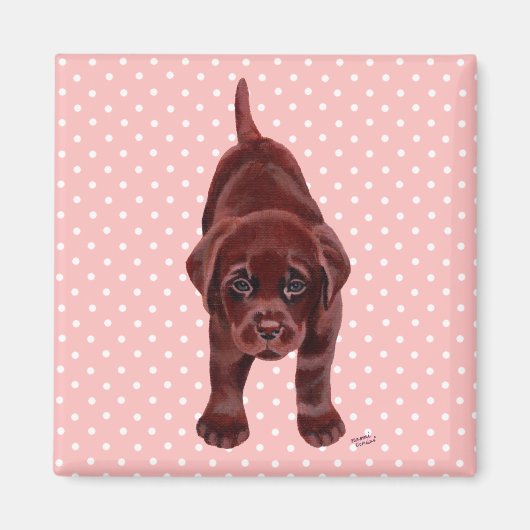 Chocolate Labrador Puppy Magnet (Vorne)