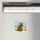 Chocolate Labrador Puppy Strohhut Cartoon Magnet (In Situ (Geschirrspüler))