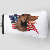 Chocolate Labrador Retriever American Flag Golf Headcover (Vorderseite)