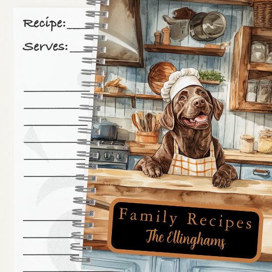 Chocolate Labrador Retriever Chef Recipe Book Notizblock