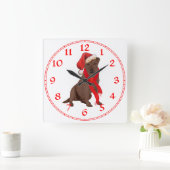 Chocolate Labrador Retriever Christmas Quadratische Wanduhr (Zuhause)
