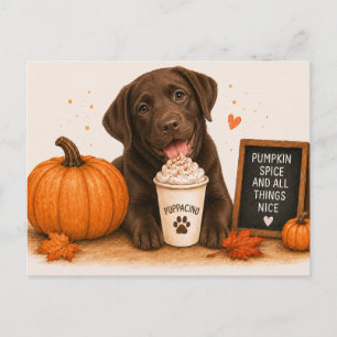 Chocolate Labrador Retriever Cozy Pumpkin Spice Postkarte