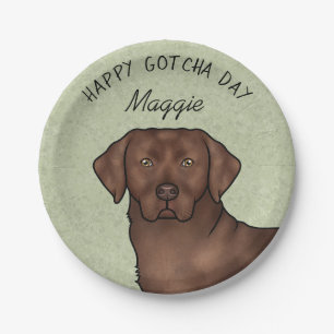 Chocolate Labrador Retriever Frohes Gotcha-Tag Pappteller