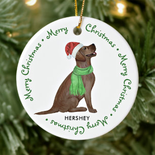 Chocolate Labrador Retriever Hund Frohe Weihnachte Keramik Ornament
