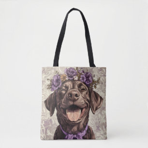 Chocolate Labrador Retriever Hund lila floral Tasche