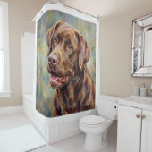 Chocolate Labrador Retriever Impressionist Art Duschvorhang (Beispiel)