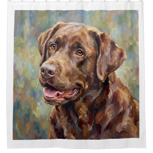 Chocolate Labrador Retriever Impressionist Art Duschvorhang (Vorderseite)