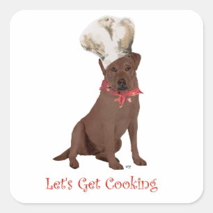 Chocolate Labrador Retriever Kochen Quadratischer Aufkleber