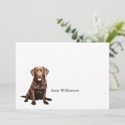 Chocolate Labrador Retriever Note Card Dankeskarte (Stehend Vorderseite)