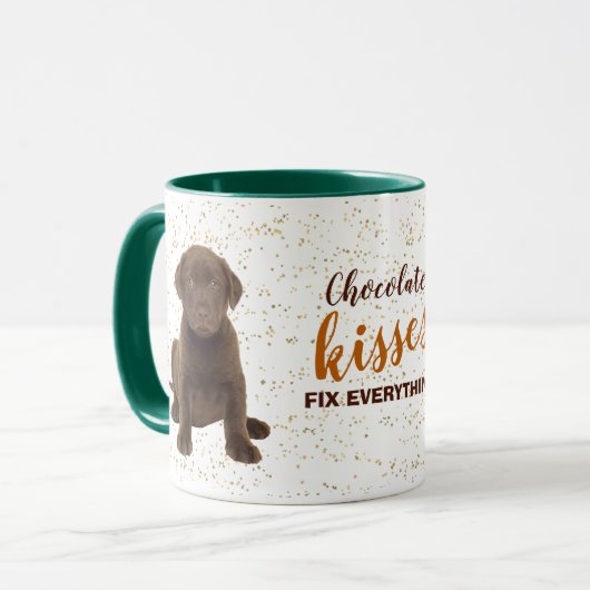 Chocolate Labrador Retriever Puppy Kisses Tasse (Vorderseite Links)