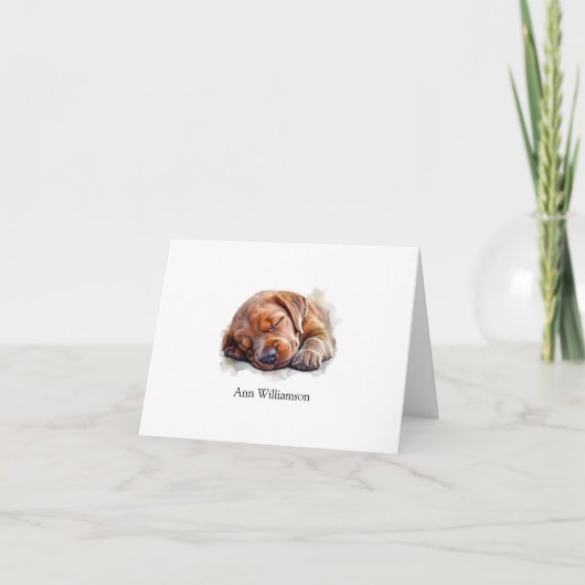 Chocolate Labrador Retriever Puppy Note Card Dankeskarte (Vorderseite)