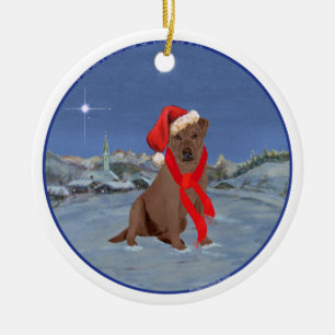 Chocolate Labrador Retriever Weihnachten Keramikornament