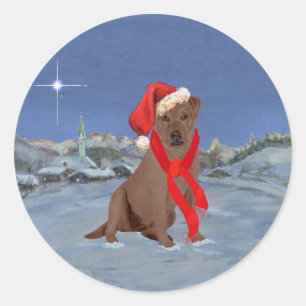 Chocolate Labrador Retriever Weihnachten Runder Aufkleber