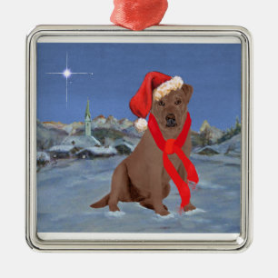 Chocolate Labrador Retriever Weihnachten Silbernes Ornament