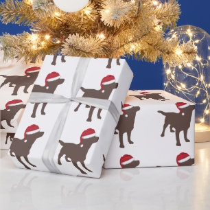 Chocolate Labrador Retriever Weihnachtsmannmütze W Geschenkpapier