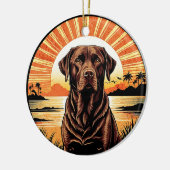 Chocolate Labrador Retro Sunset Dog Lover Keramik Ornament (Links)