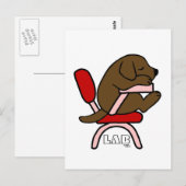Chocolate Labrador Student 2 Cartoon Postkarte (Vorne/Hinten)
