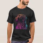 Chocolate Labrador Synthwave 80s Retrowave Aesthet T-Shirt (Vorderseite)