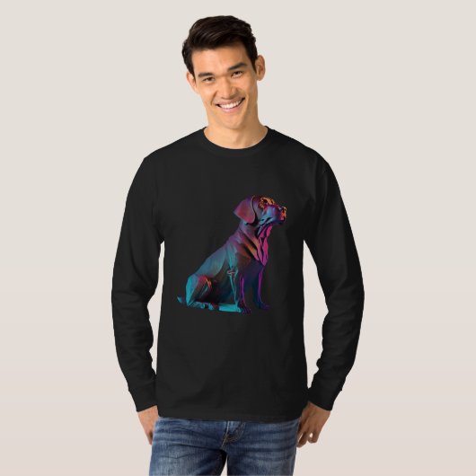 Chocolate Labrador Synthwave 80s Retrowave Aesthet T-Shirt (Vorne ganz)