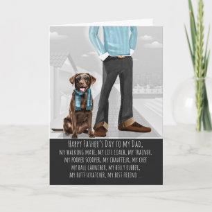 Chocolate Labrador und Papa Lustiger Vatertag Feiertagskarte