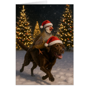Chocolate-Labrador und Rebhuhn-Weihnachtskarte