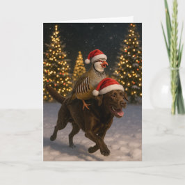 Chocolate Labrador und Rebhuhn Weihnachtskarte Feiertagskarte