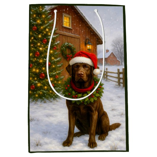 Chocolate Labrador Urlaub  Mittlere Geschenktüte (Vorderseite)