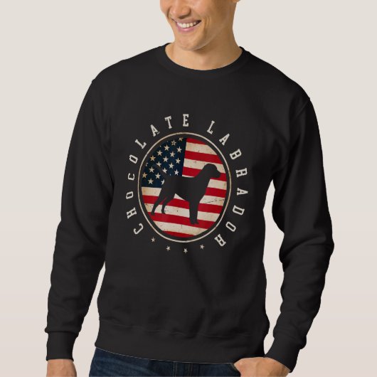 Chocolate Labrador USA-Flagge 4. Juli Hundemutter Sweatshirt (Vorderseite)