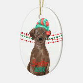 Chocolate Labrador Weihnachtsmannmütze Holiday Str Keramik Ornament (Links)