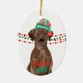 Chocolate Labrador Weihnachtsmannmütze Holiday Str Keramik Ornament (Vorne)