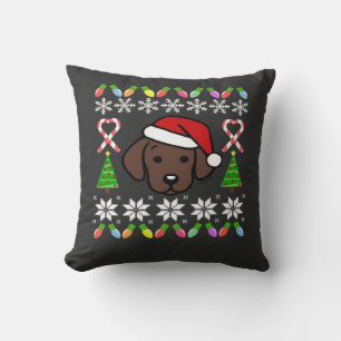 Chocolate Labrador Welpe Weihnachten Santa Oversiz Kissen