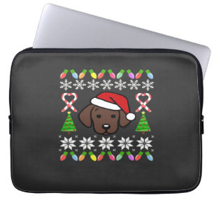Chocolate-Labrador-Welpe Weihnachten Santa Oversiz Laptopschutzhülle