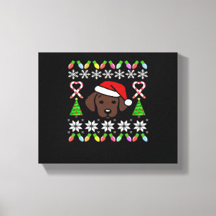 Chocolate-Labrador-Welpe Weihnachten Santa Oversiz Leinwanddruck