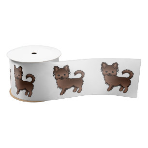 Chocolate Langhaar Chihuahua Süßer Cartoon-Hund Satinband