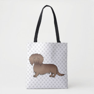 Chocolate Langhaar-Dachshund-Cartoon-Hund & Pfoten Tasche