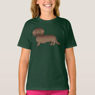 Chocolate Langhaar-Dachshund Süßer Cartoon-Hund T-Shirt