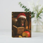 Chocolate / Leber Cocker Spaniel Weihnachts-Postka Postkarte (Stehend Vorderseite)