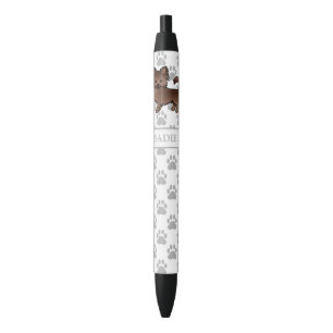 Chocolate Long Coat Chihuahua Cartoon Hund & Name Kugelschreiber