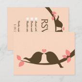 Chocolate Love Birds Wedding RSVP Karte (Vorne/Hinten)