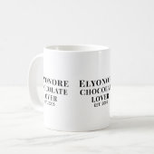 Chocolate Lover Black Script Personalized Name Est Kaffeetasse (Vorderseite Links)