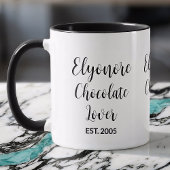 Chocolate Lover Black Script Personalized Name Est Tasse