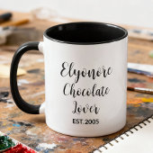 Chocolate Lover Black Script Personalized Name Est Tasse