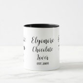 Chocolate Lover Black Script Personalized Name Est Tasse (Zentrum)