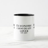 Chocolate Lover Black Script Personalized Name Est Tasse (Zentrum)