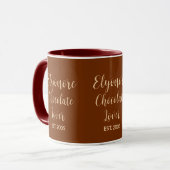 Chocolate Lover Cream Script Personalized Name Est Tasse (Vorderseite Links)