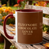 Chocolate Lover Cream Script Personalized Name Est Tasse