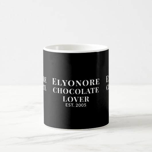 Chocolate Lover White Script Personalized Name Est Kaffeetasse (Mittel)