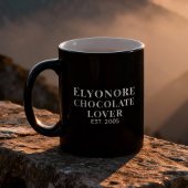 Chocolate Lover White Script Personalized Name Est Kaffeetasse